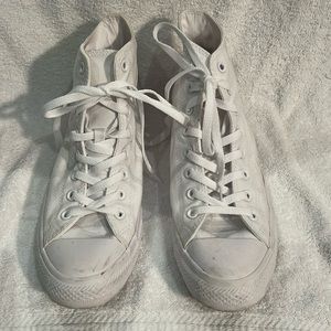 Mens Iconic Converse Chuck High Top All White Sneakers size 10
